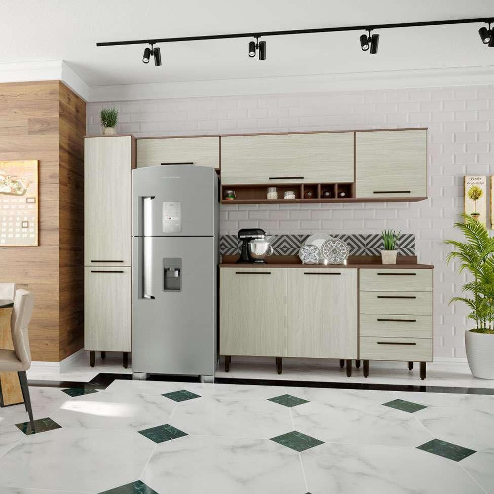 Cozinha Compacta Evolution 7 PT 4 GV Legno e Crema