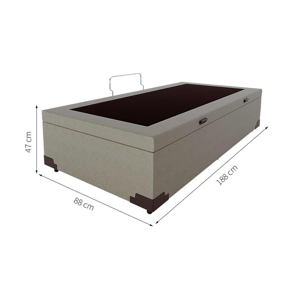 Base para Cama Box Solteiro Martin Premium com Baú Linho (47x88x188 cm) Cru