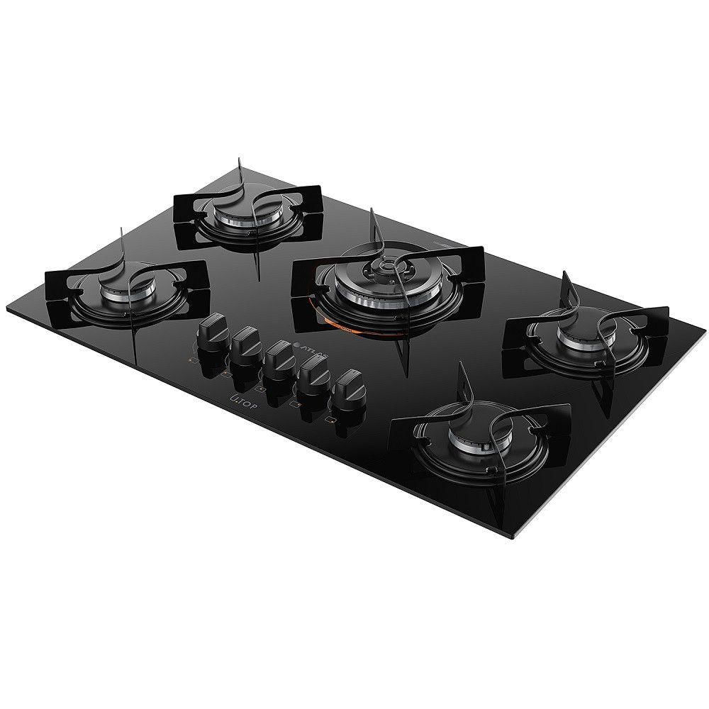 Cooktop 5B U Top Com Mesa De Vidro Atlas Preto Bivolt