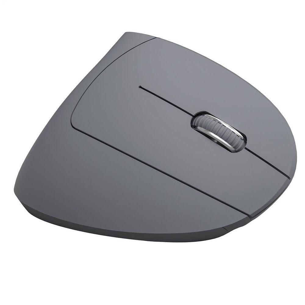 Mouse Sem Fio Recarregavel 2.4 Ghz Vertical Ergonomico Ortopedico Power Fit 1600 Dpi Cinza Usb - Pm300