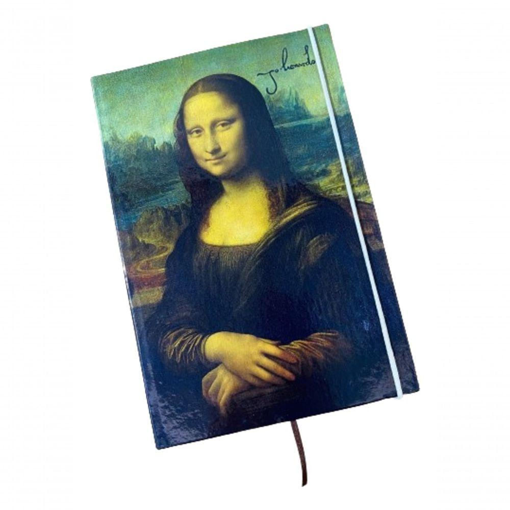 Caderno Sketchbook Grande Capa Monalisa Leonardo Da Vinci 21x14cm Miolo Com Pauta Para Escrever