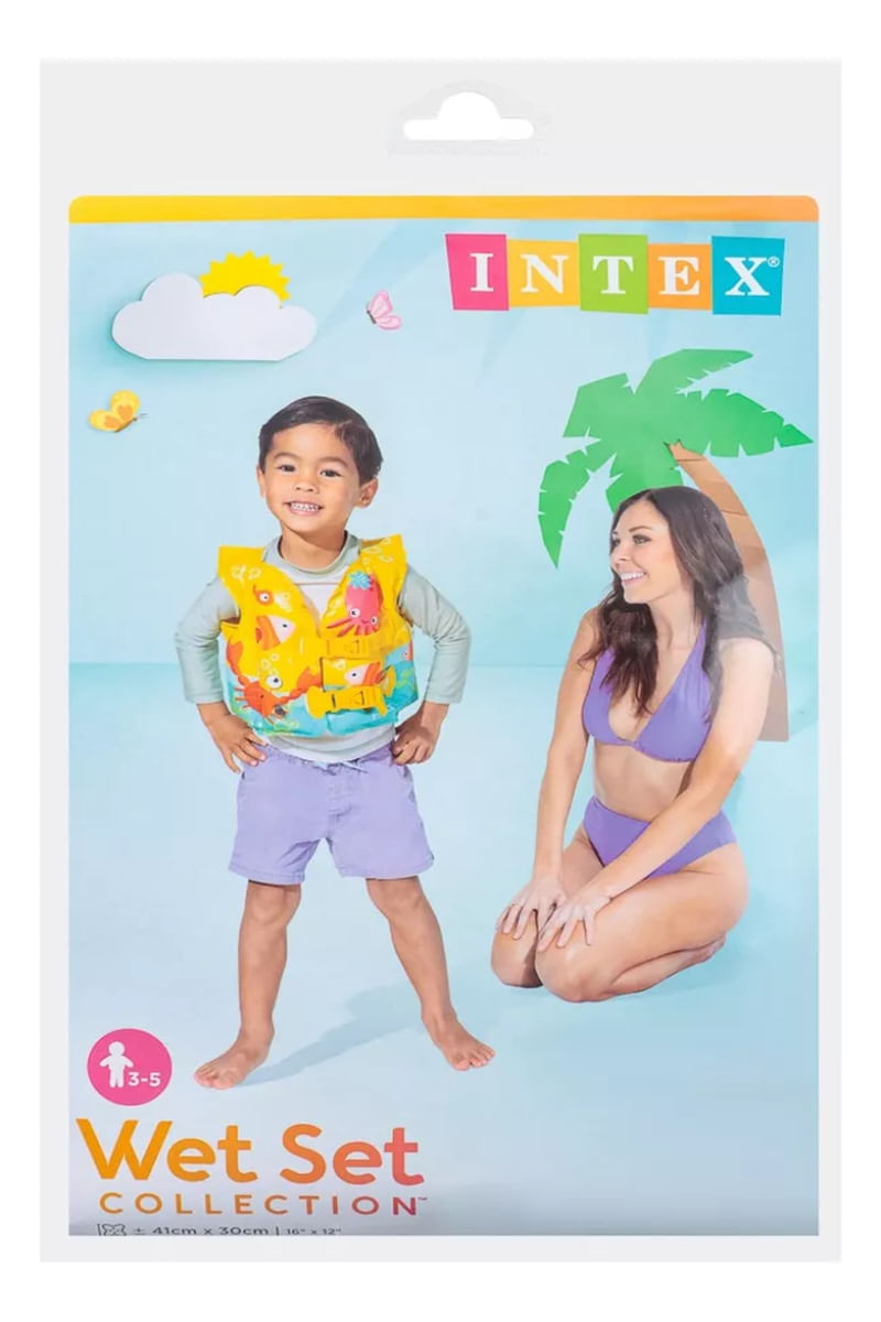 Colete Inflável Boia Infantil Peixinhos Amarelo - Intex 59661