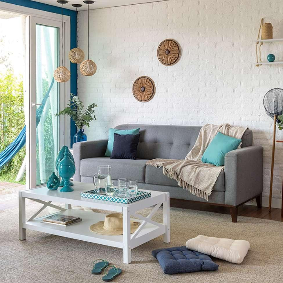 Sofá 3 Lugares Kivik Capitonê Cinza