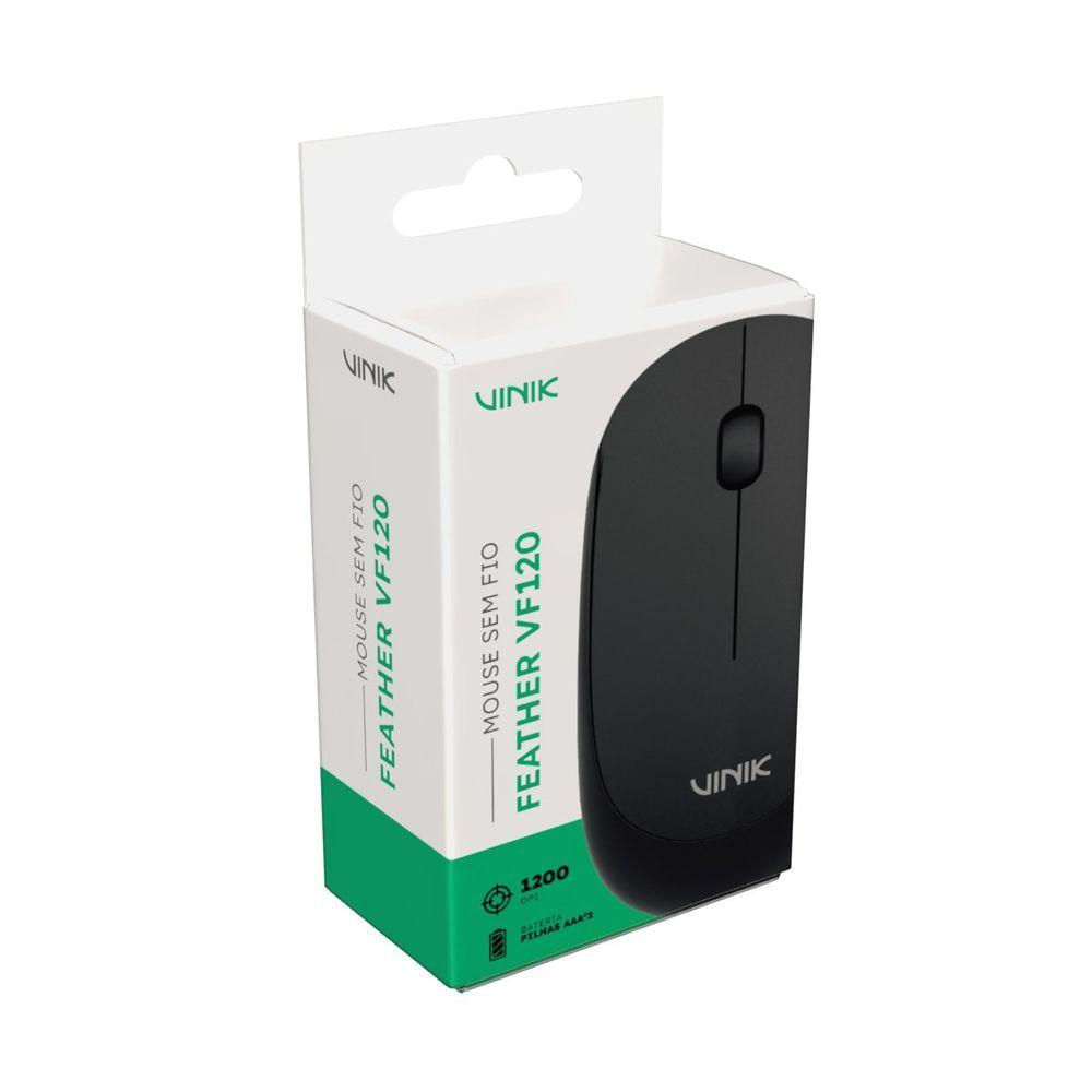 Mouse Sem Fio Vinik Feather Vf120 1200dpi - Preto