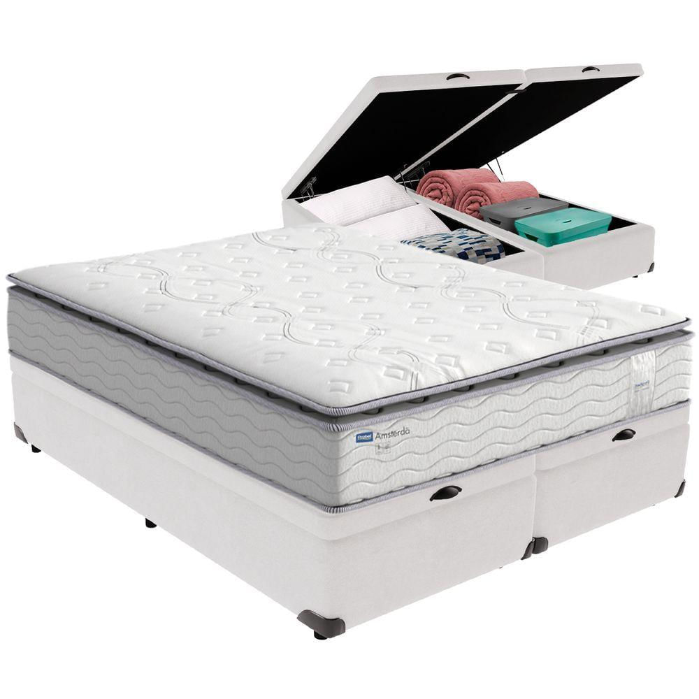 Cama Box Baú E Colchão Amsterdã Molas Ensacadas Queen Probel Queen Branco
