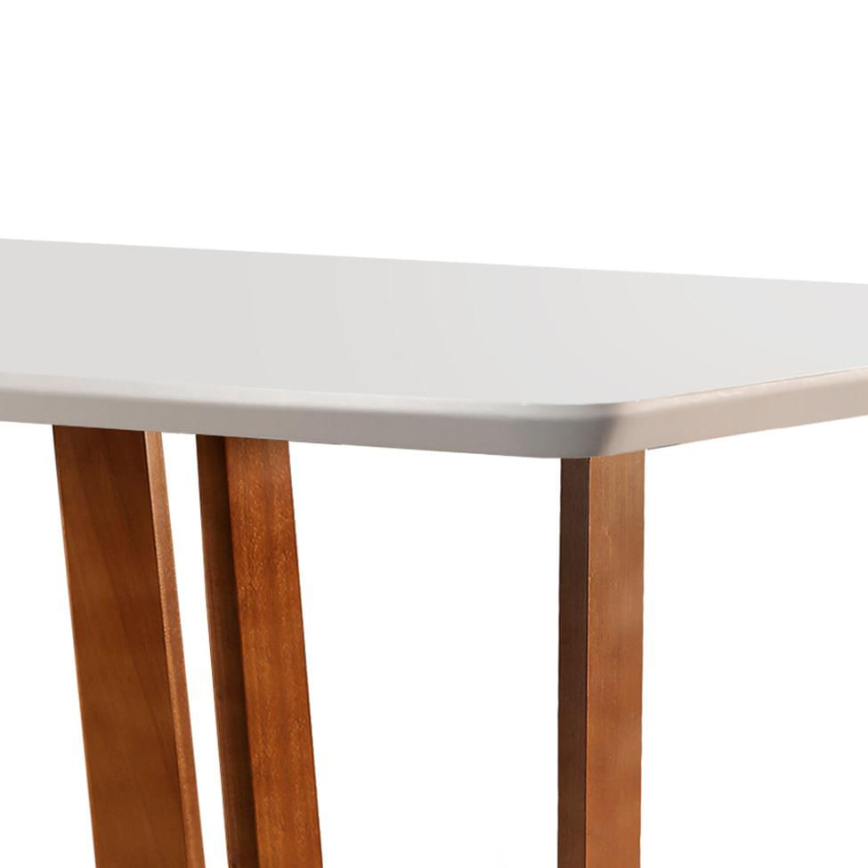 Mesa de Jantar Retangular com Tampo de Vidro Tália Off White e Imbuia 180 cm