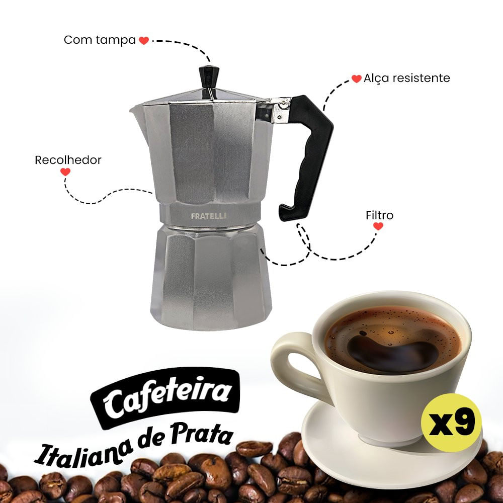 WE DROP - Cafeteira Italiana Moka Express Faz 9 Xícaras Café Aço