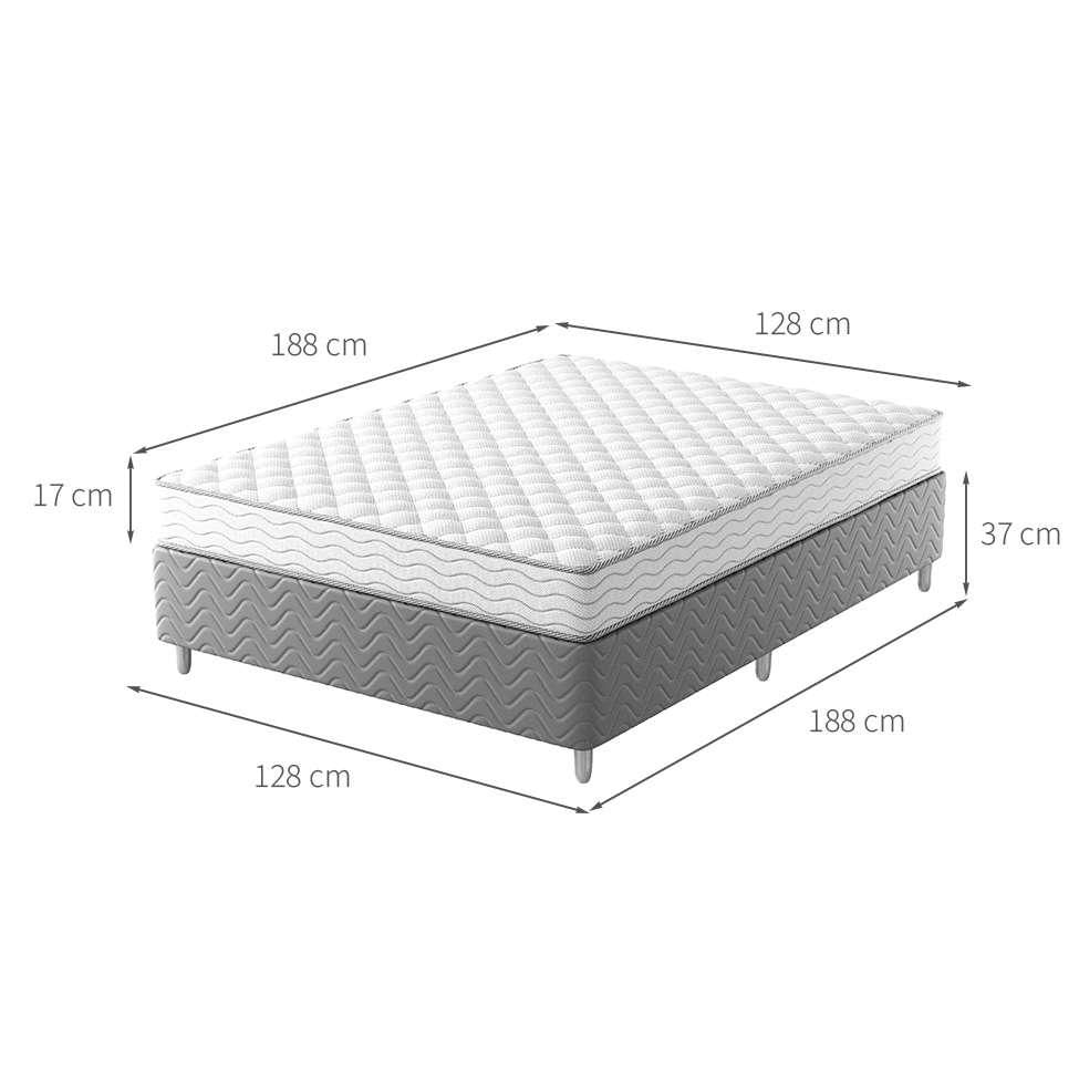 Cama Box com Colchão Viúva Howie Espuma D28 (17x128x188) Branco e Cinza