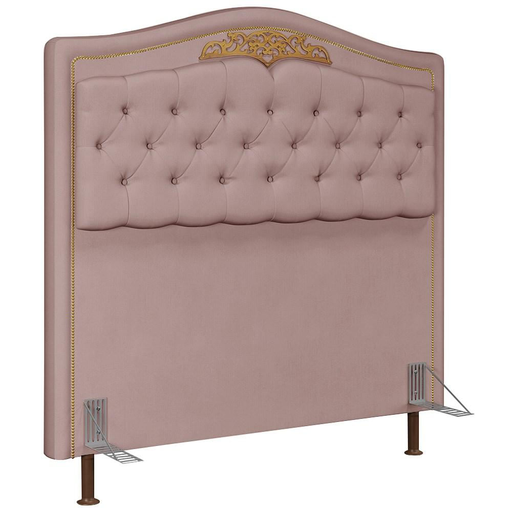 Cabeceira Cama Box Casal 140cm com Tachas Imperial Veludo J02 Rosê - Mpozenato