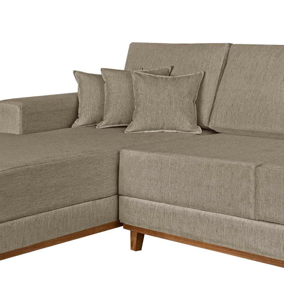 Sofá 4 Lugares Mônaco Com Chaise Esquerdo Linho Bege