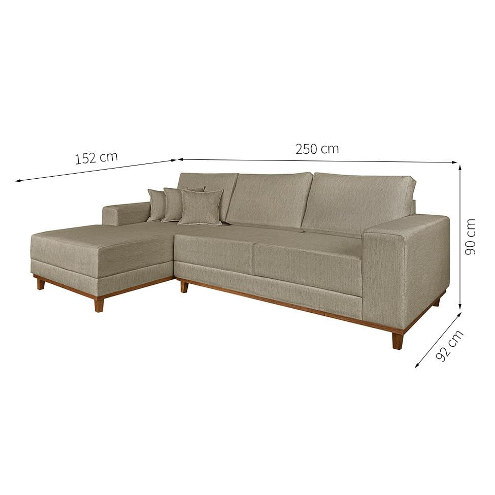 Sofá 4 Lugares Mônaco Com Chaise Esquerdo Linho Bege
