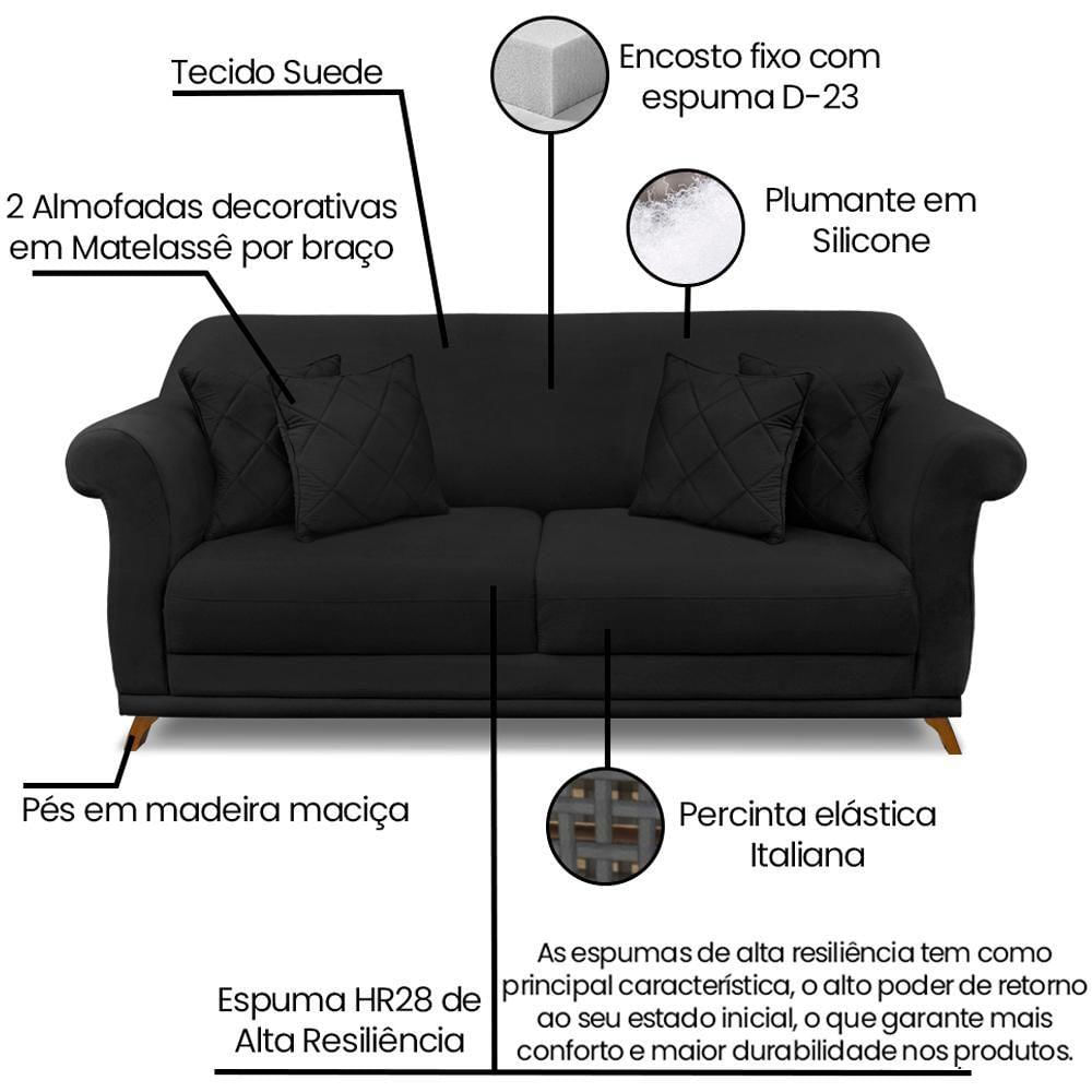 Sofa 2 Lugares Retro Polo 160cm Com Almofada Suede 1105 Ezz 1105