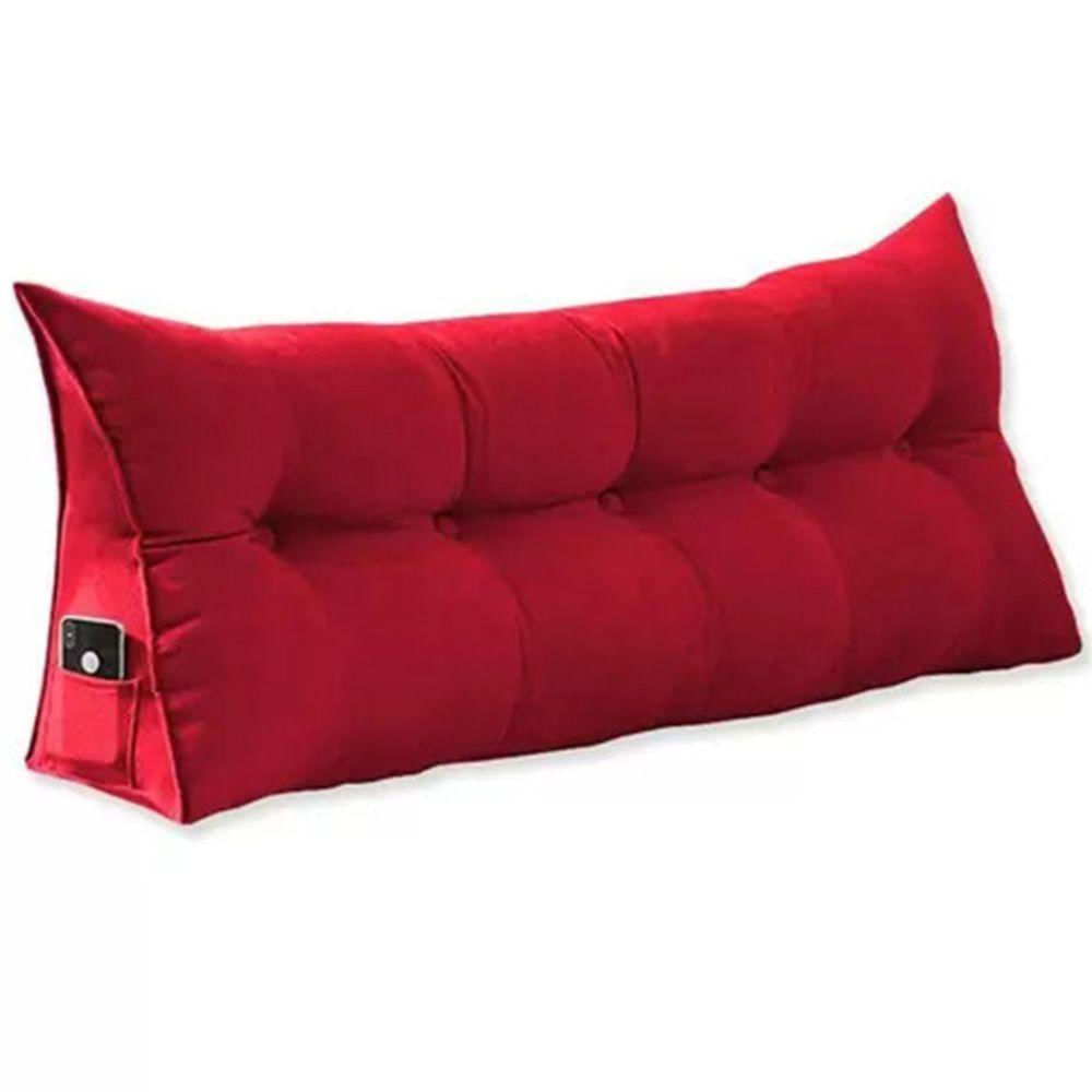 Almofada De Cabeceira 140 Cm Casal Suede Apoio Cama Quarto Vermelho