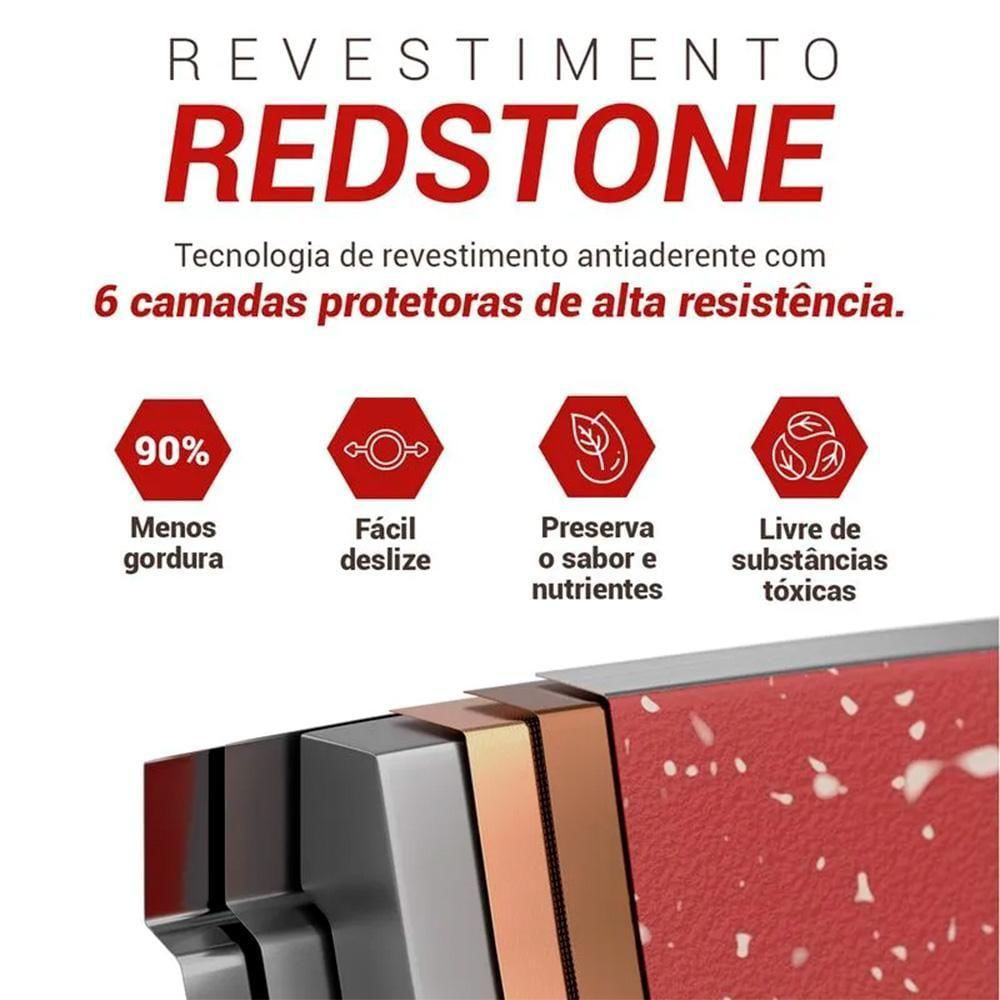 Panela Philco Definitive Pph240apr Redstone Com Tampa De Vidro 2,7l Cinza E Vermelho