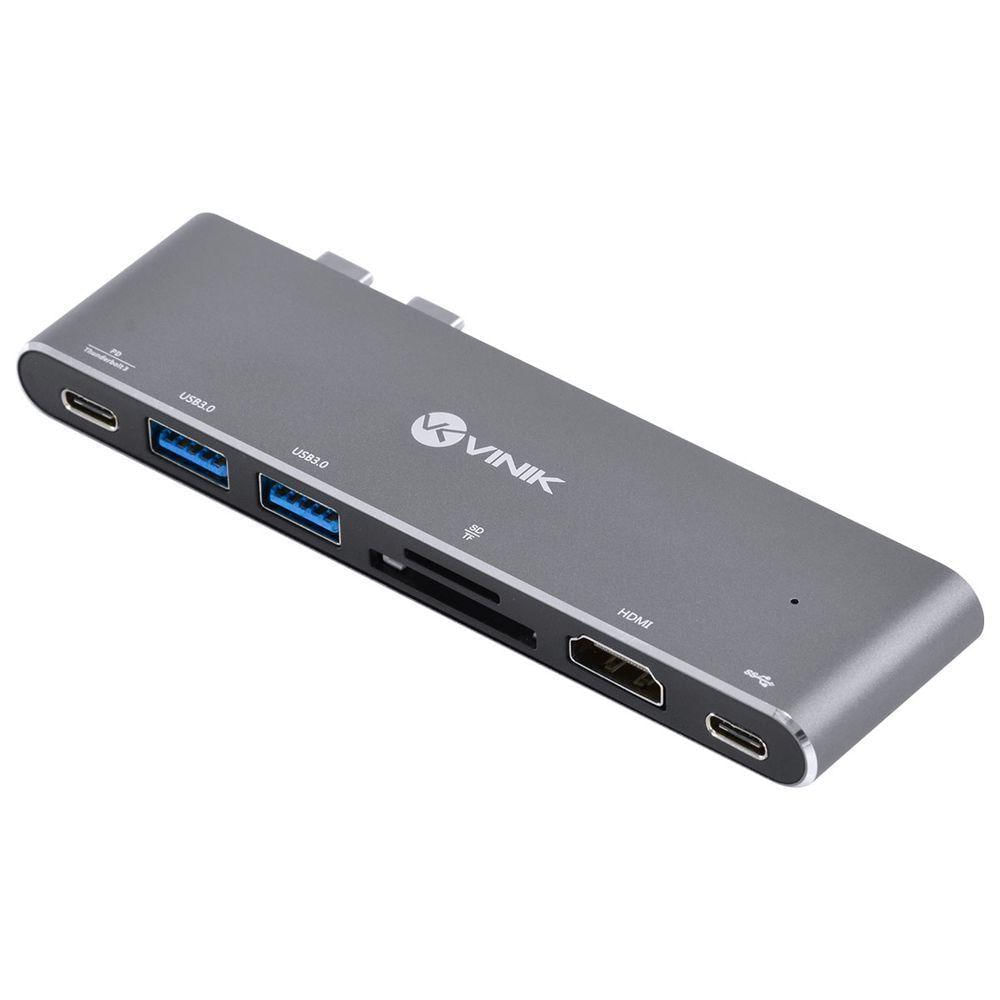 Hub Usb Tipo C 7 Em 2-2 Usb 3.0 Leitor De Cartao Sd Tf Hdmi Thunderbolt 3 Power Delivery 100w Hc-72