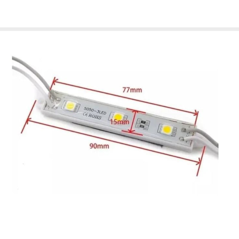 Modulo Led Injetado Fita Led 12V 0,75W 3 Leds Branco Quente