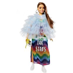 Barbie Extra Doll Casaco Azul Vestido Arco Iris