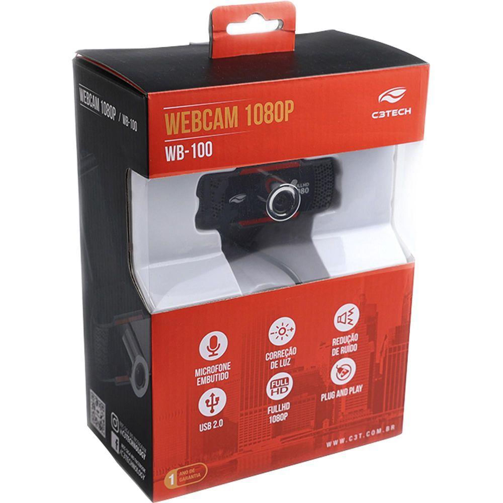 Webcam C3tech Wb-100bk Full Hd 1080p Preto