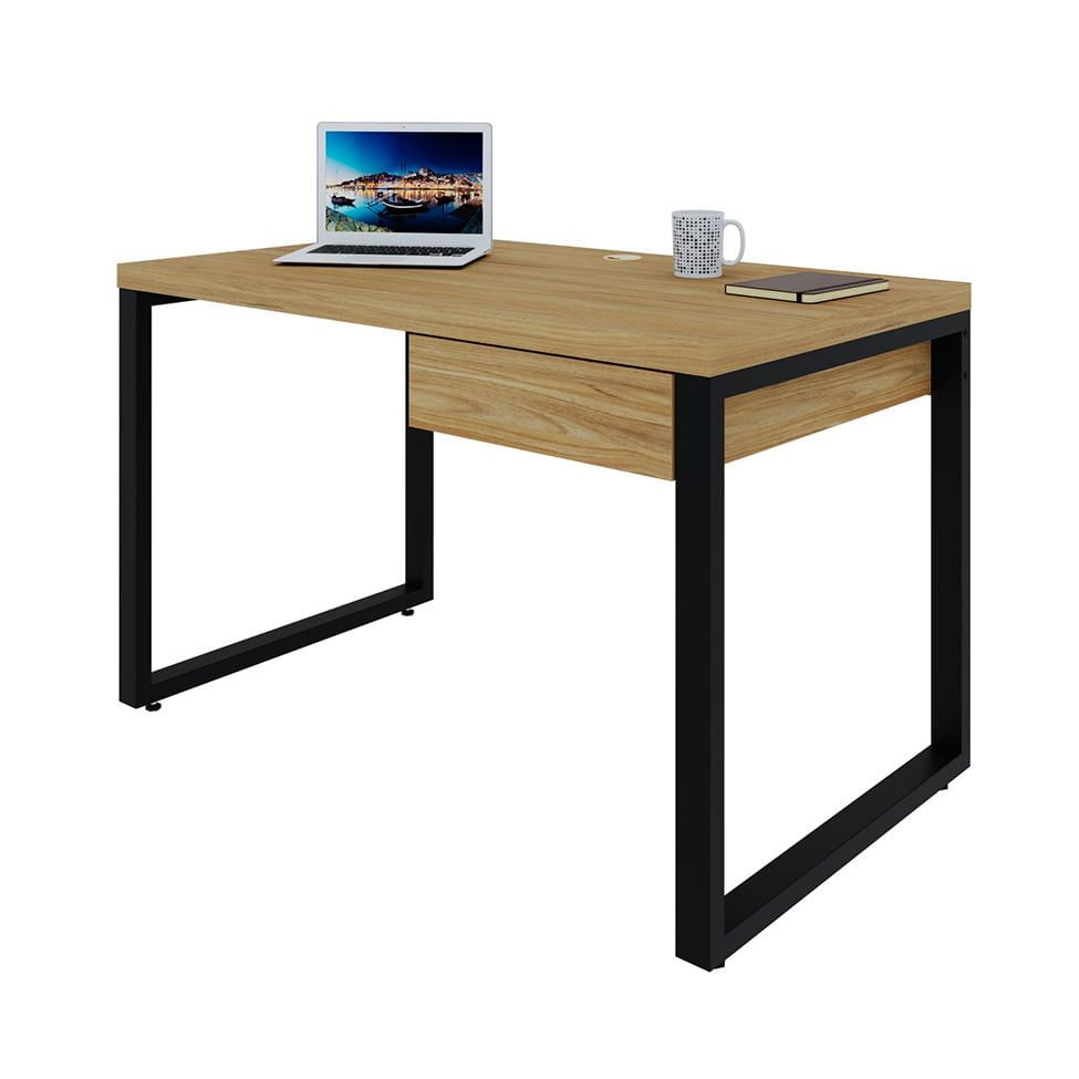 Mesa de Escritório Retangular Miguel 1 GV Vermont e Preta 120 cm