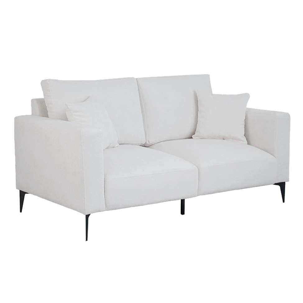 Sofá Unne 2 Lugares com Molas Ensacadas Bouclé Off White 170 cm