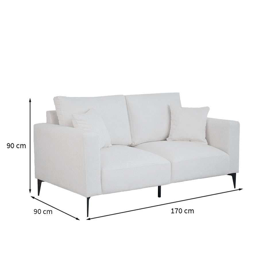 Sofá Unne 2 Lugares com Molas Ensacadas Bouclé Off White 170 cm