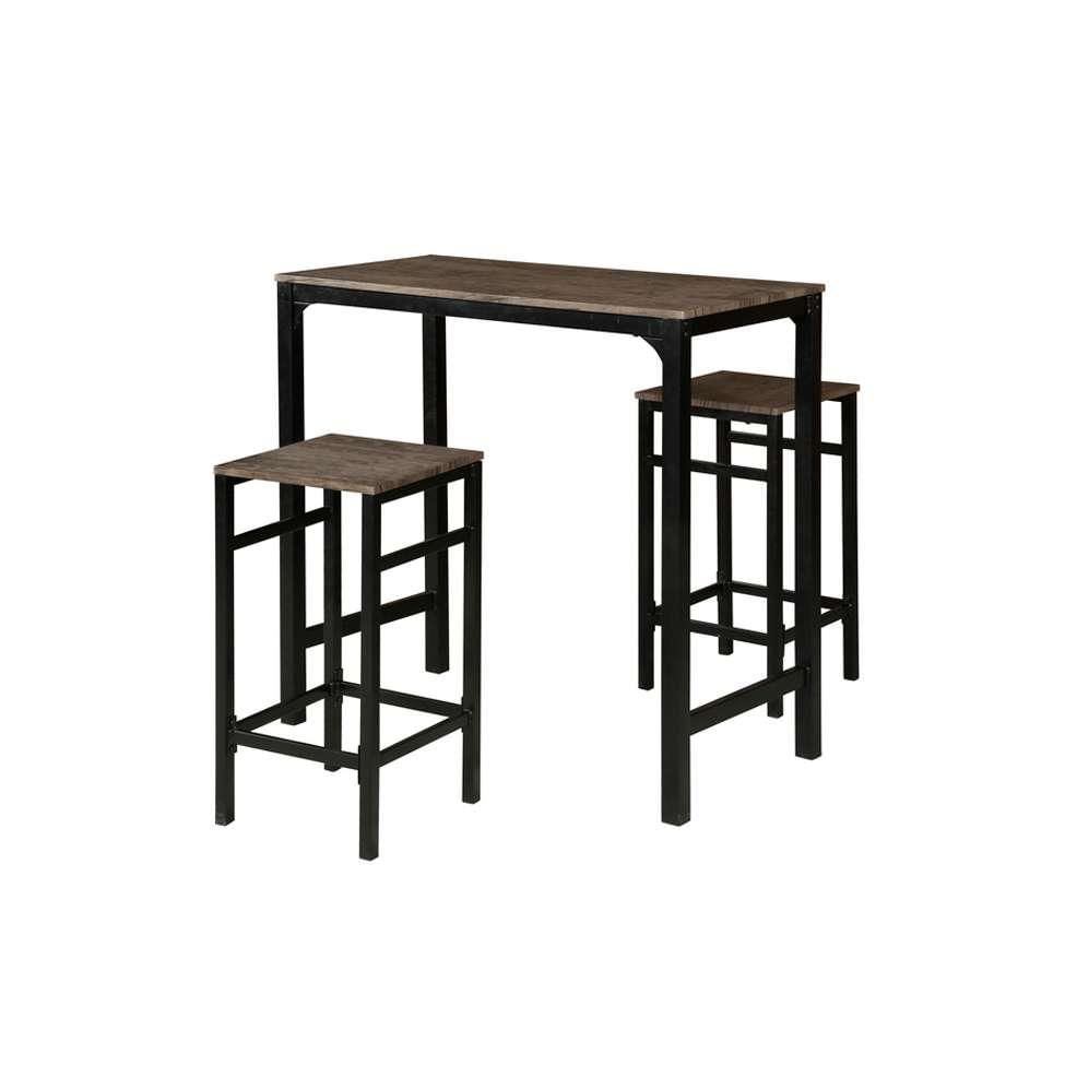 Conjunto de Mesa Bistrô com 2 Banquetas Córdoba Amêndoa e Preto 100 cm