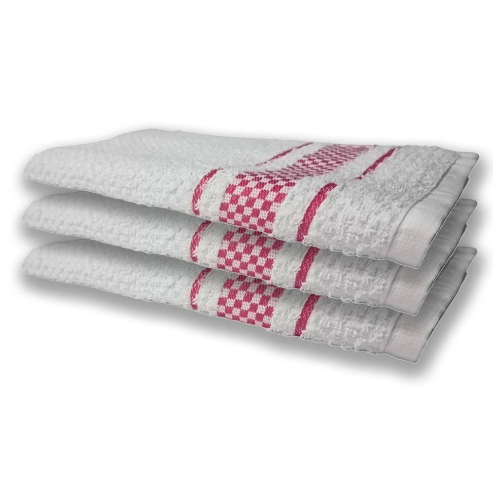 3 Panos De Prato Atoalhado Felpudo 370g/m² Premium Rosa