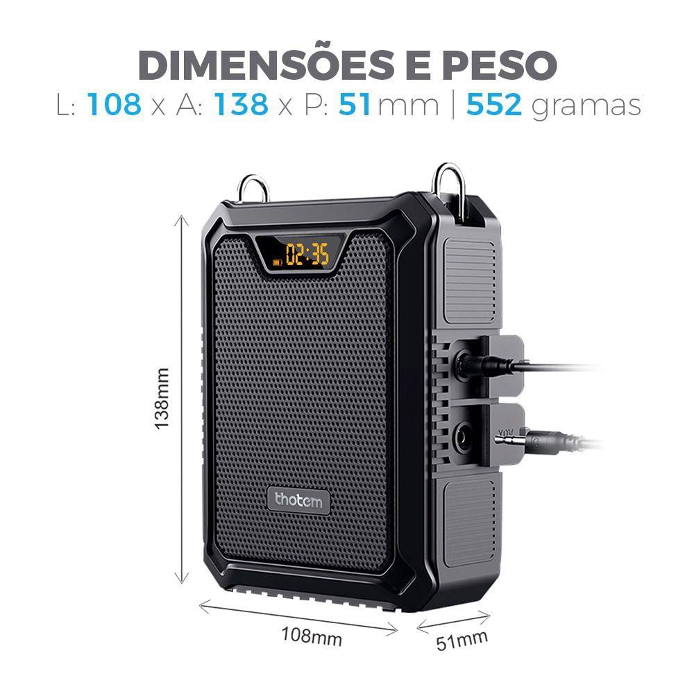 Amplificador Profissional Portátil De Voz Thotem A20, 25w De Potência E Acompanhado De 2 Microfones