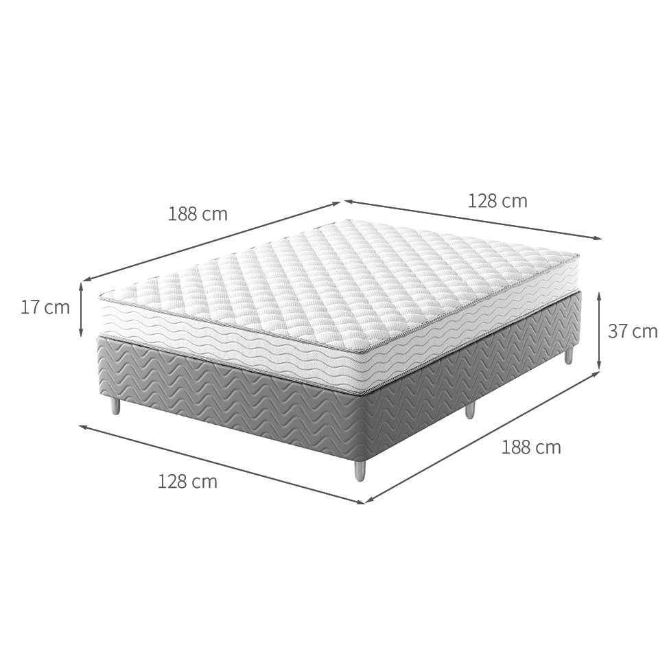 Cama Box com Colchão Viúva Howie Espuma D33 (17x128x188) Branco e Cinza