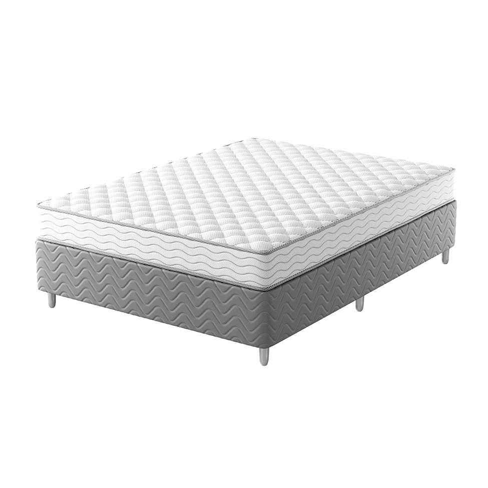 Cama Box com Colchão Viúva Howie Espuma D45 (17x128x188) Branco e Cinza