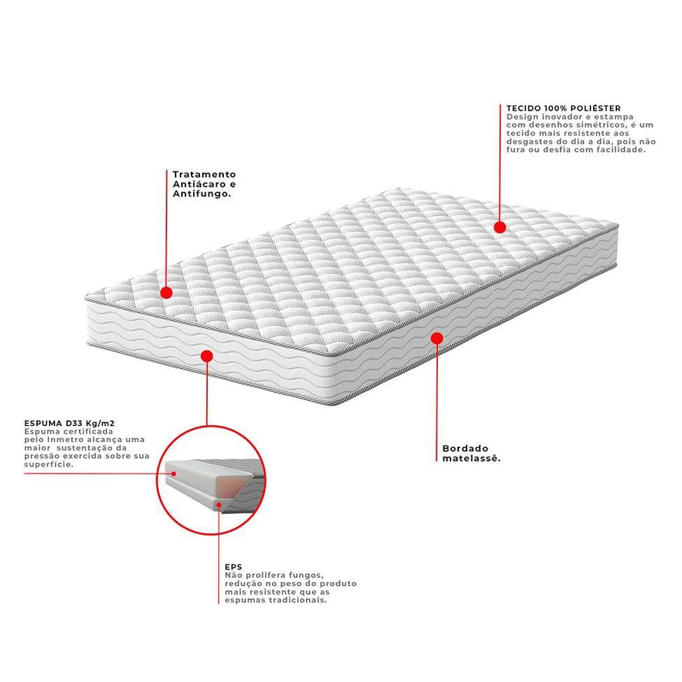 Colchão Solteirão Howie Espuma D33 (17x96x203) Branco