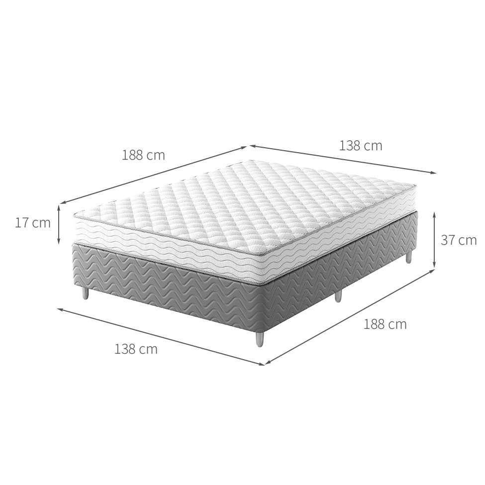 Cama Box com Colchão Casal Howie Espuma D45 (17x138x188) Branco e Cinza