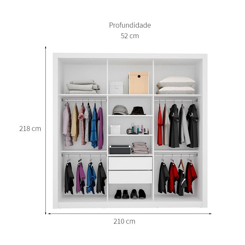 Guarda-Roupa Casal com Espelho Residence I 3 PT 2 GV Branco