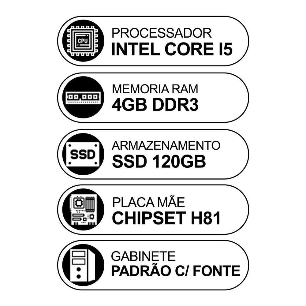 Computador Desktop, Intel Core I5 4º Geração, 4gb Ram, Ssd 120gb, Hdmi