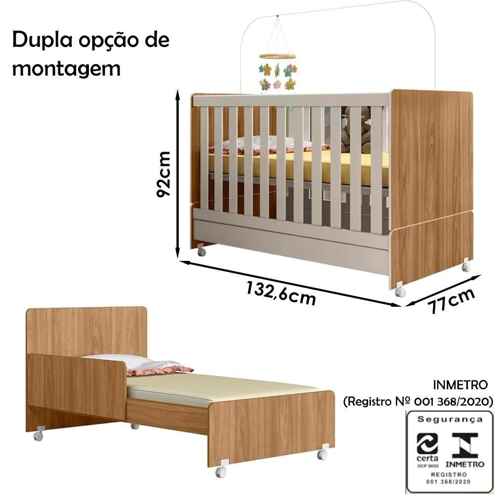 Dormitorio Infantil Completo 3 Peças 99210 Nature Off White Plla