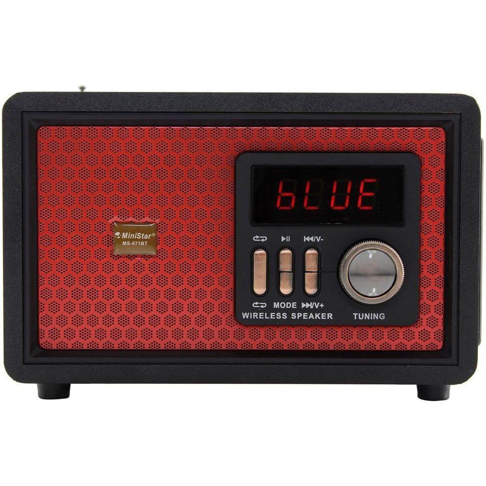 Caixa De Som Bluetooth Usb Sd Rádio Fm Vermelho Ms071bt