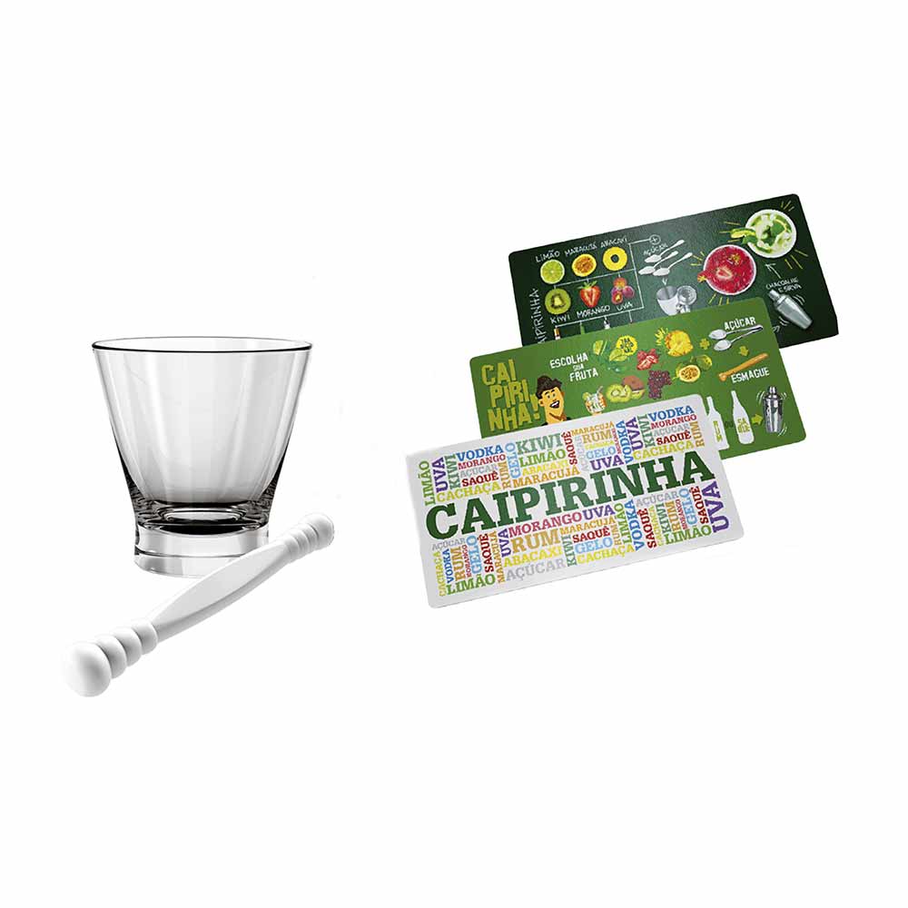 Kit Caipirinha Euro com 3 Peças Vidro