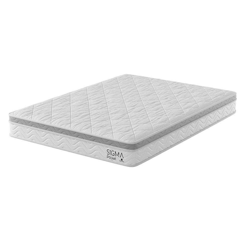 Colchão Casal Sigma Molas Ensacadas (22x138x188) Branco e Cinza