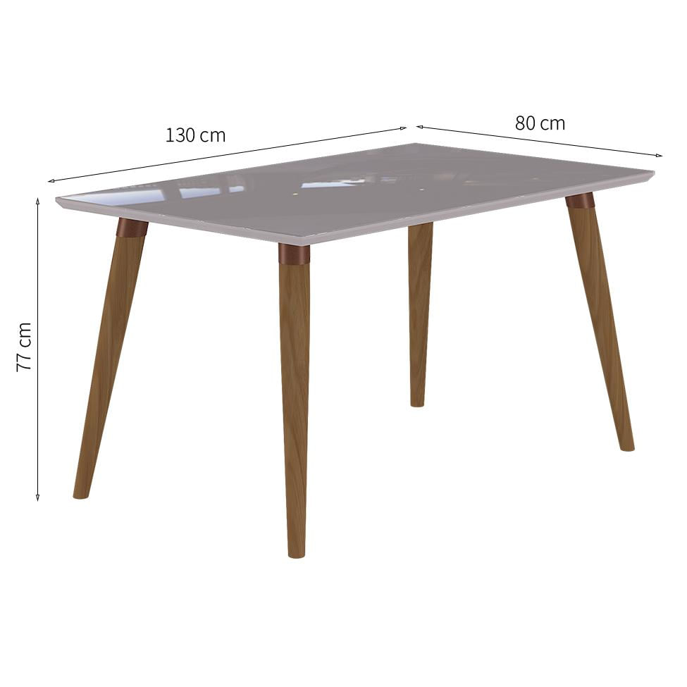 Mesa de Jantar Retangular Adele com Vidro Madeira e Off White 80 cm