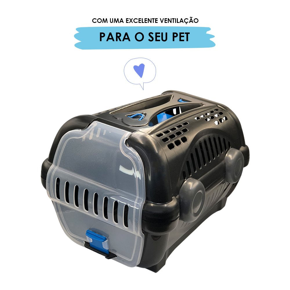 Caixa de Transporte para Pets - Preto e Azul