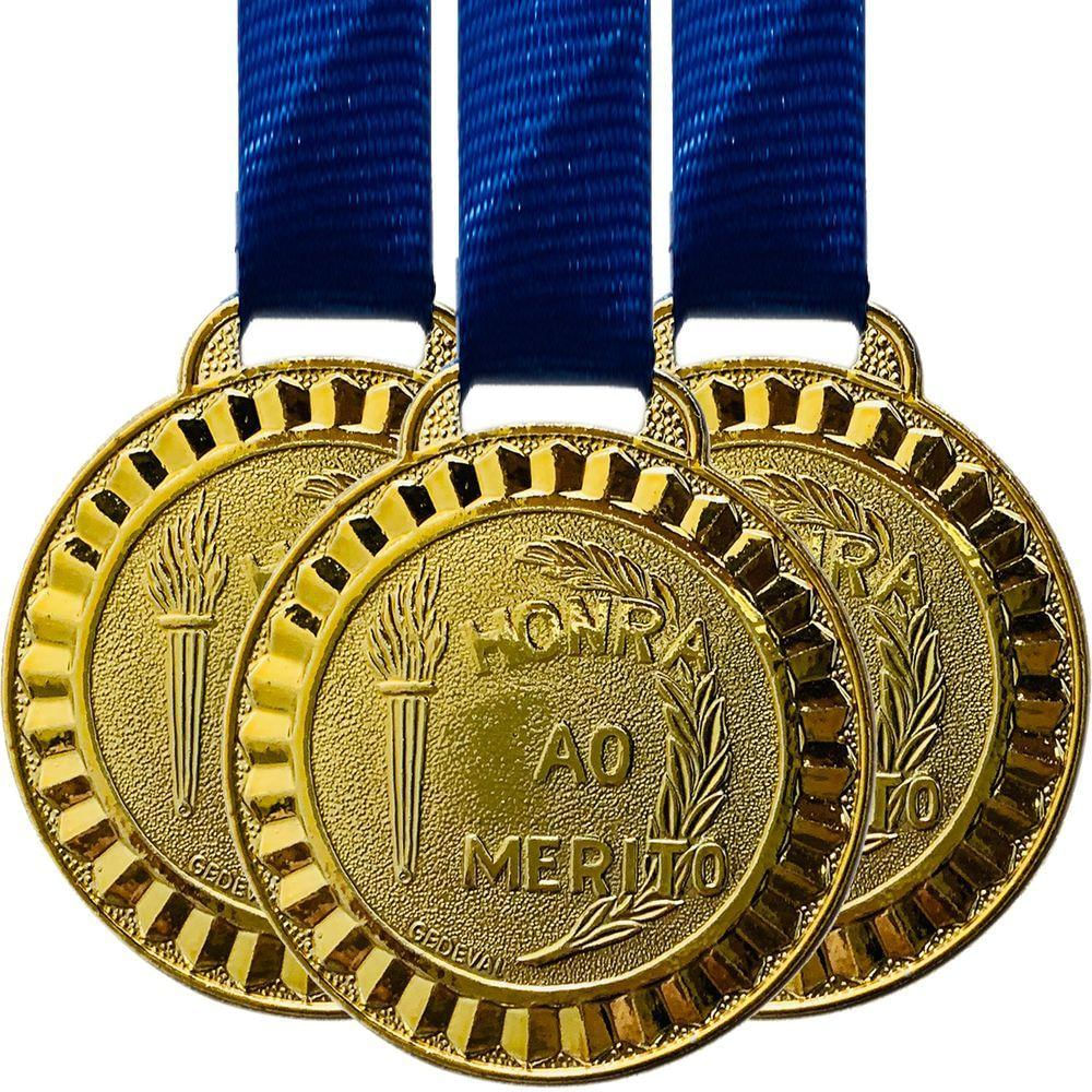 Kit 10 Medalhas Honra Ao Mérito 45mm - Ouro Prata Bronze ouro