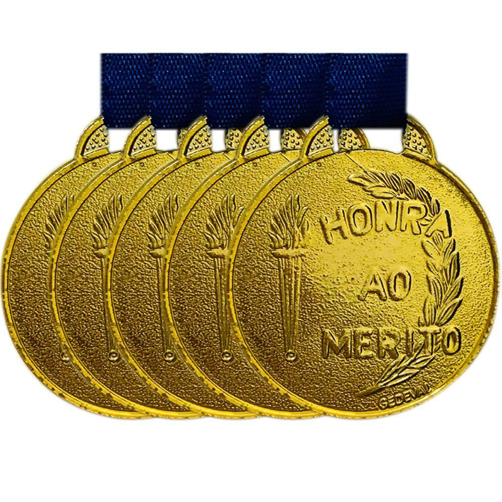 Lote 20 Medalhas 3.5cm Honra Mérito Gravação Escola + Fita ouro