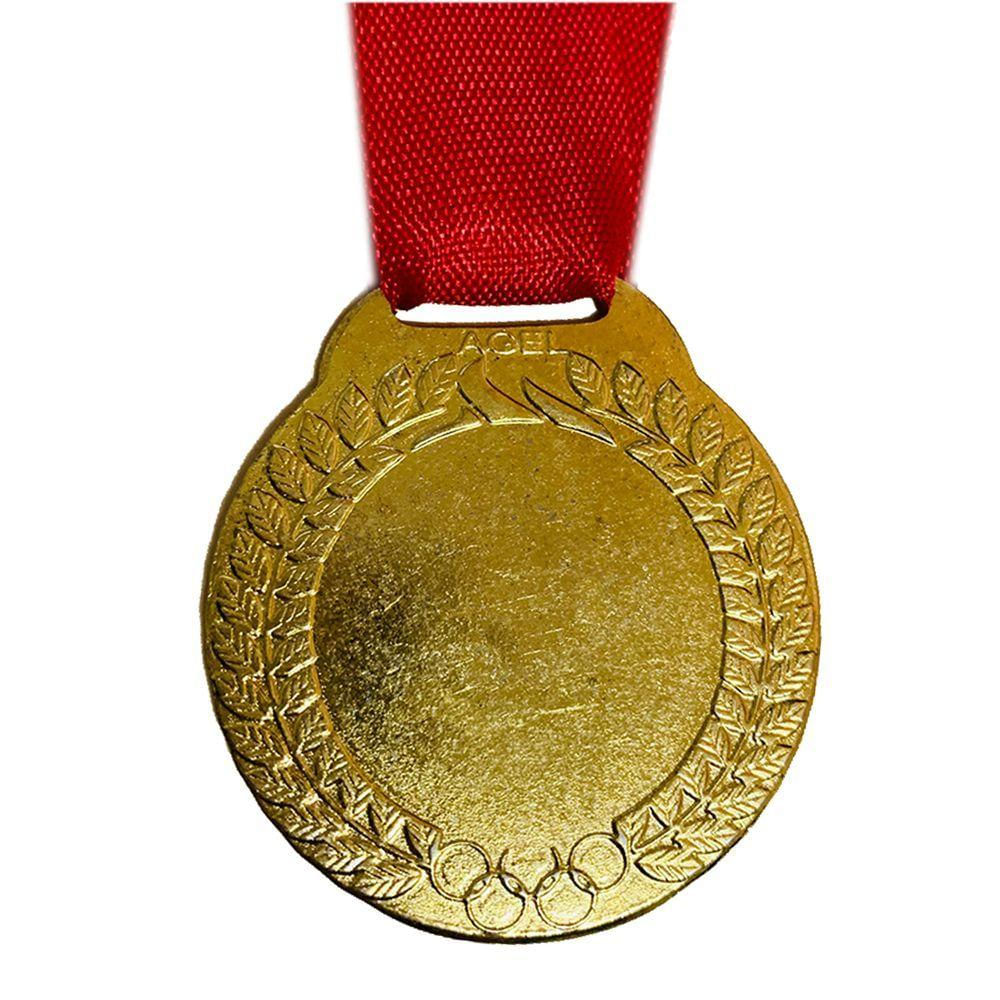 Lote 100 Medalhas 4cm Centro Liso Para Personalizar + Fita ouro