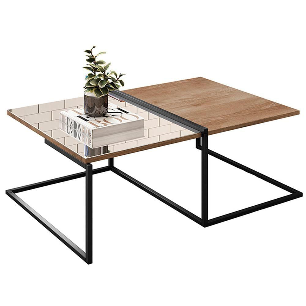 Mesa De Centro Estilo Industrial Aurum Demoliçao Preto Dhom Demolicao Preto