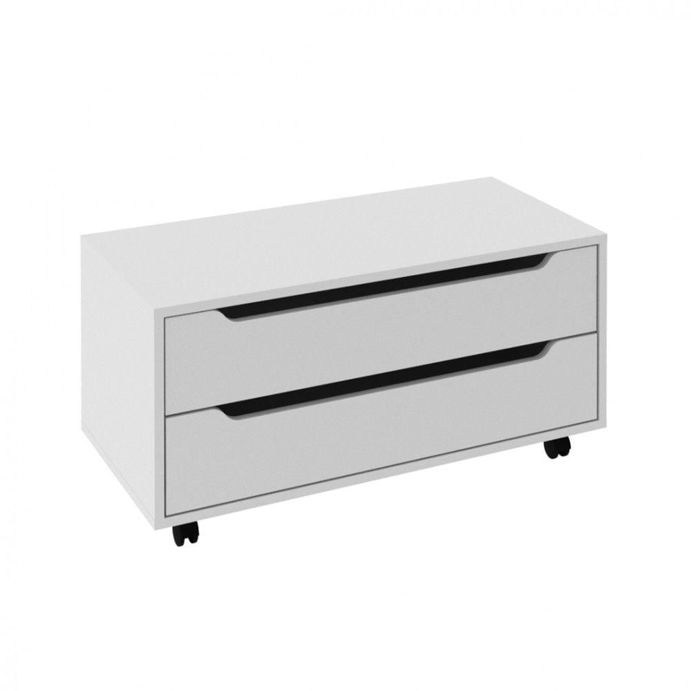 Balcão Gabinete 80cm Com 2 Gavetas Rodízio Tecnomobili Branco