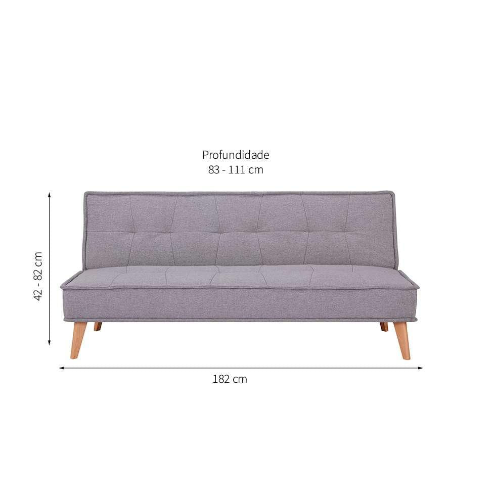 Sofá-Cama 3 Lugares Casal Venice Cinza