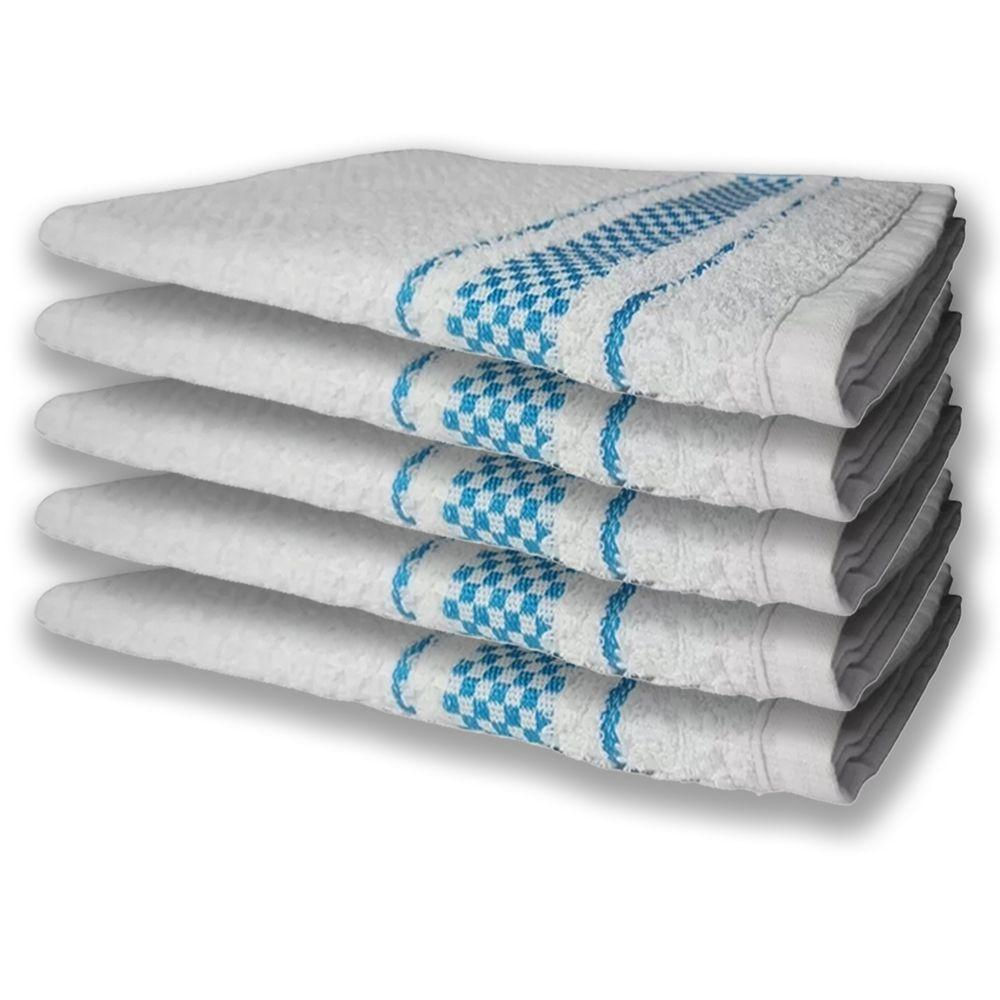 5 Panos De Prato Atoalhado Felpudo 370g/m² Premium Azul