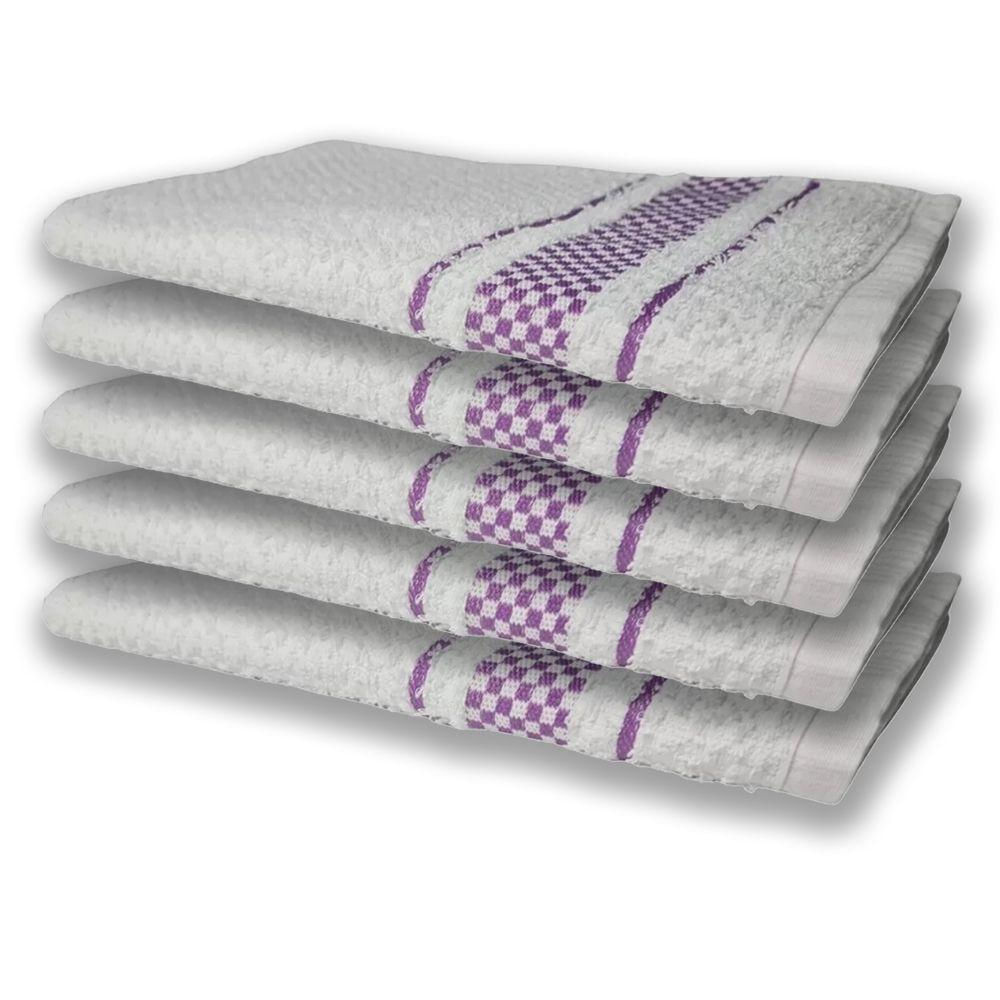 5 Panos De Prato Atoalhado Felpudo 370g/m² Premium Roxo