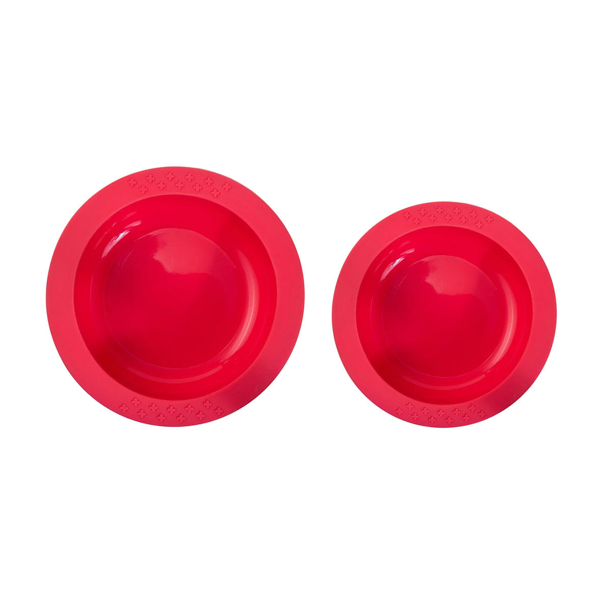 Copo e Prato Infantil Silicone Inquebravel Vermelho Criança Kids