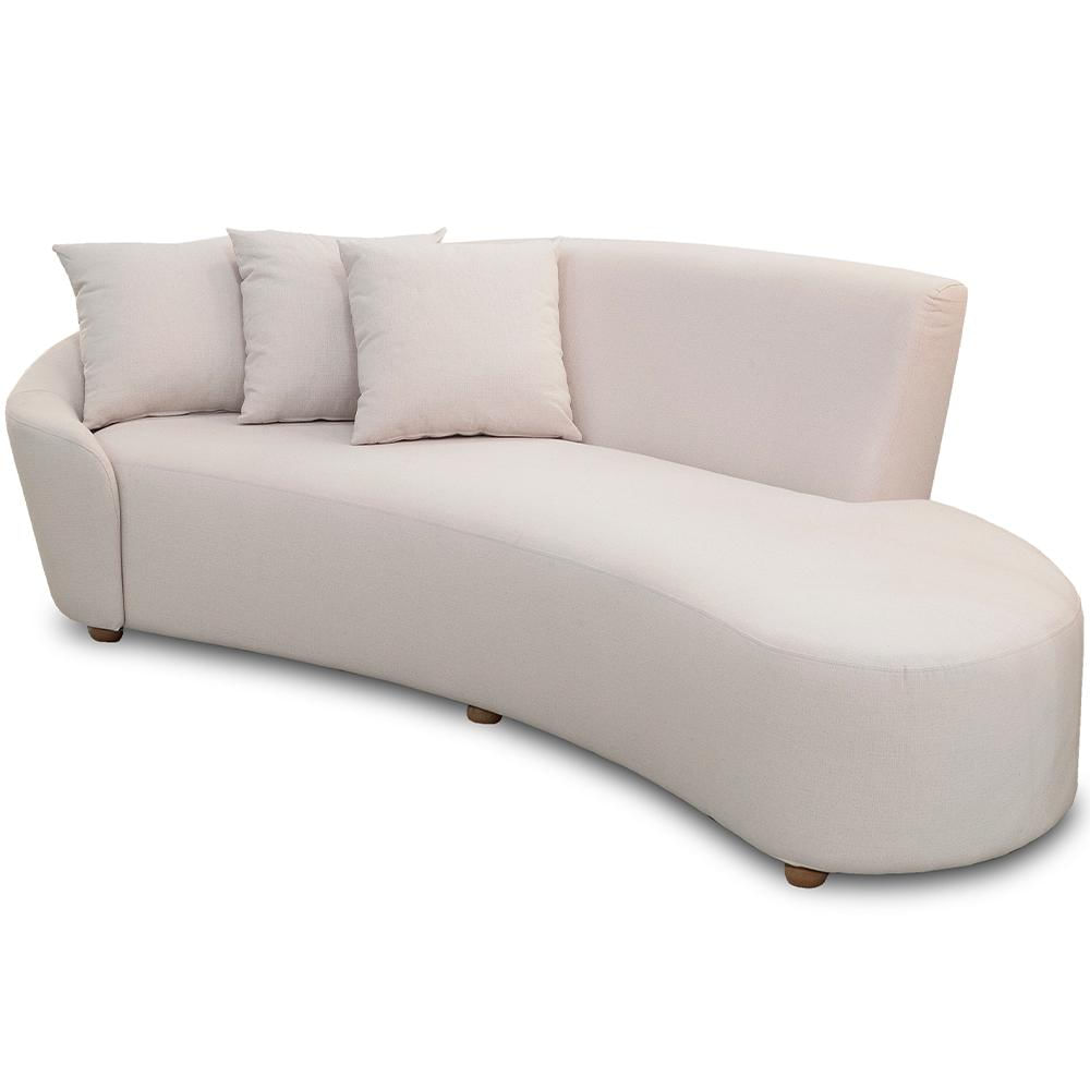 Sofá 3 Lugares Com Puff Orgânico Sala Living 230cm Adam T03 Veludo Bege - Lyam Decor